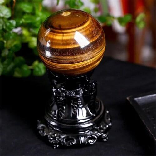 35-65mm Natural Yellow Tiger Eye Stone Sphere Crystal Ball Heals Rounded Power