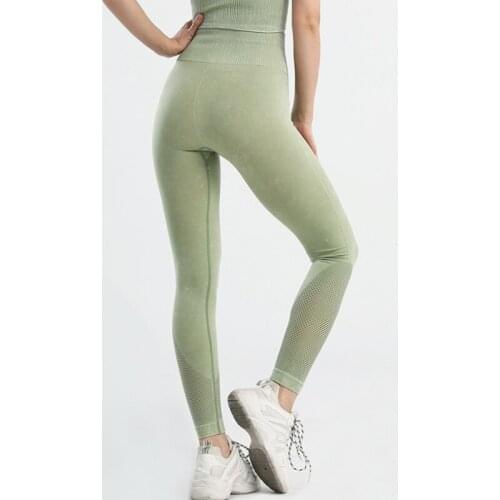 New Seamless Yoga Pants Womens High Waist Hip Lifting Sports Tights Running Air permeability Quick Drying Nine Point Leggings