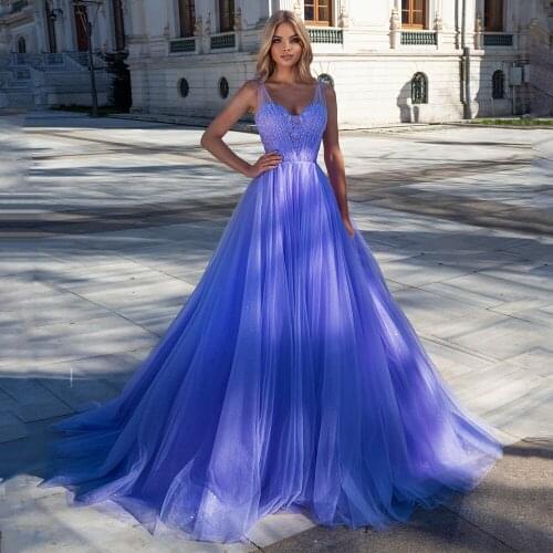 Charming Glitter Tulle Evening Party Dresses See-Through Appliques Sweetheart Pleat Beading Ball Gown Formal Prom Dress