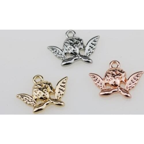 20pcs 14*20mm Lovely Angel Coin Zinc Alloy Necklace,Earring Bracelet Jewelry DIY Handmade 3 colors