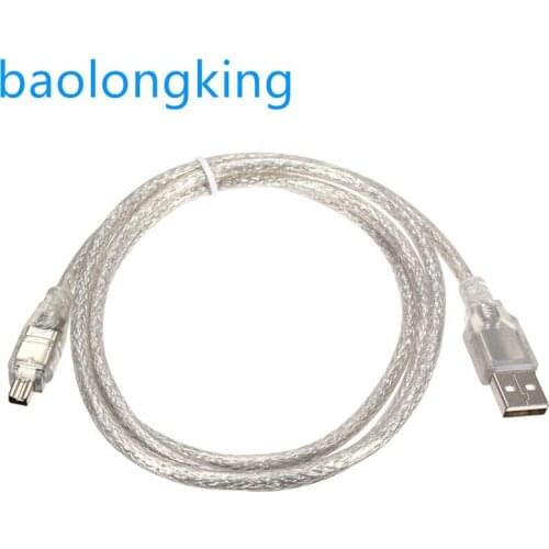 USB 2.0 Male to 4 Pin IEEE 1394 Converter Adapter Extension Cable DATA TRANSFER Cable Silver