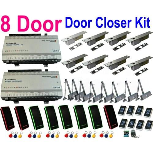 Turnkey Solution Project Full 8 Door Access Controllerpanel+Electronic bolt lock+Door closer+RFID Card reader+Exit button+remote