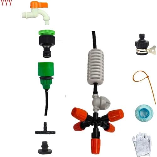 Five-way 360 degree misting hanging sprinkler kits irrigation kits watering kits