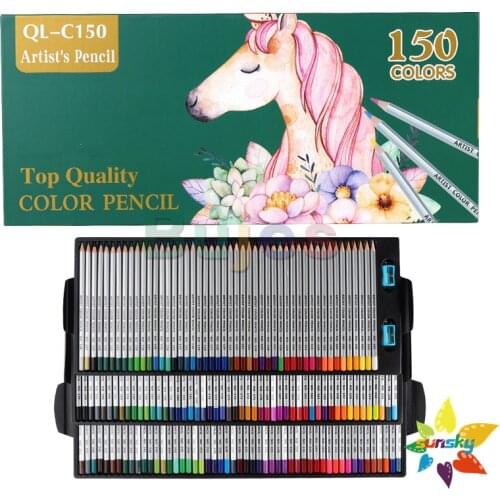 QILI 150 color Oily lead pencil High grade Gift box color pencil Painting set Hand brush Lapis De Cor Professional Art supplies