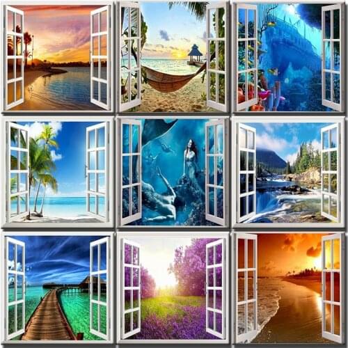 Coloring By Numbers Window Scenery Pictures Drawing Canvas Diy Gift HandPainted Paintings By Number Home Decoration Wall Art