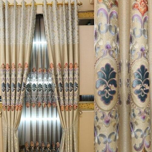 Custom Luxury European Color Embroidered Curtains for Living Room Balcony Bedroom Study Gradual Change Embroidered Curtains