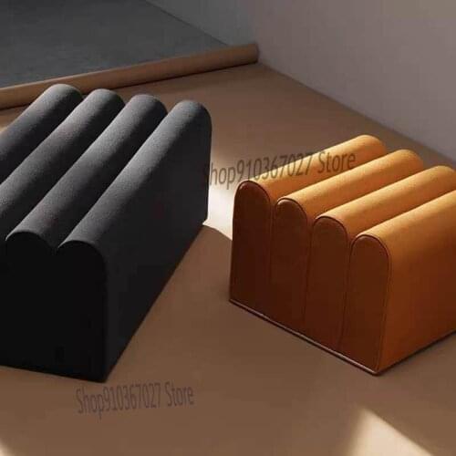 Nordic Light Luxury Solid Color Cute Creative Living Room Sofa Stool Clothing Store Shoe Store Fabric Shoe Changing Stool
