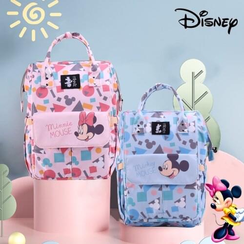 Disney Baby Stroller Diaper Bag Backpack with Hooks Large Capacity Baby Bottle Insulated Bag Mom Maternity Travel Bag Organizer