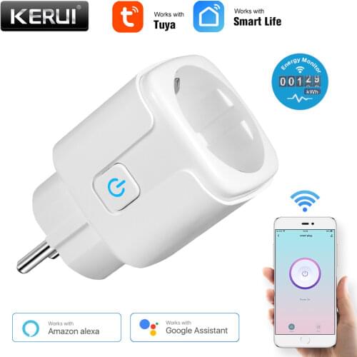KERUI Smart Plug WiFi Socket EU 16A Power Monitor Timing Function Tuya SmartLife APP Control Works With Alexa Google Assistant