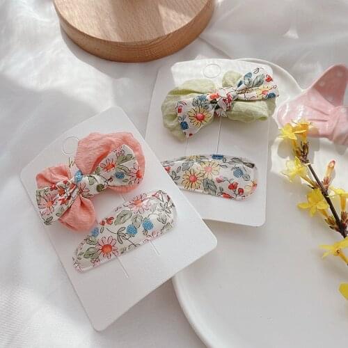 Floral Print Hair Clips Hair Grips Baby Girls Barrettes Headdress Hair Styling Tools Butterfly Hair Grips Headwear Barrettes