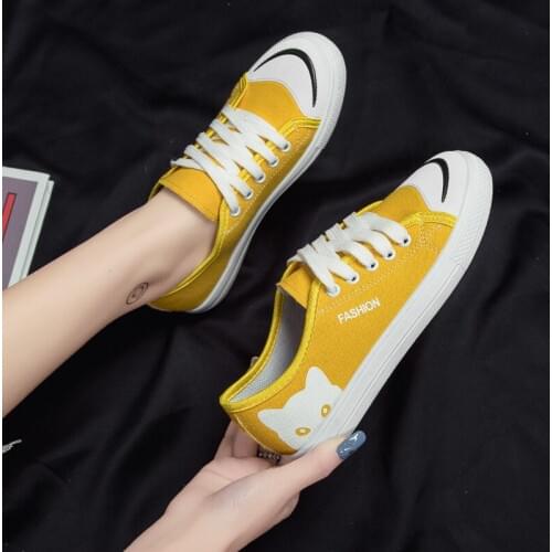 Women Sneakers Spring Lace-up White Canvas Shoes Women Solid Color Female Shoes Casual Board Shoes Women Shoes U12-75