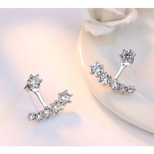 Womens Jewelry Exquisite Zircon Six Claw Stud Earrings Back Hanging Stud Earrings Fashion Womens Jewelry Wedding Stud Earrings