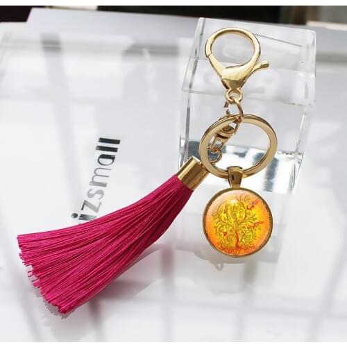 The tree of life Women Bag Tassel Keychain Women pendant Art Tree Car Key chain charm Women Pendant Fringe Key Ring Old Art 10