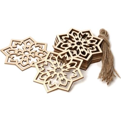 10Pcs/Set DIY Muslim Islam Eid Wooden Chip Hanging Pendants Ramadan Ornaments Iftar Gifts Decorations