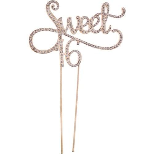 Sweet 16 Cake Topper Crystal Rhinestones Cupcake Toppers for 16th Birthday Anniversary Party Themes Decoration Supplies