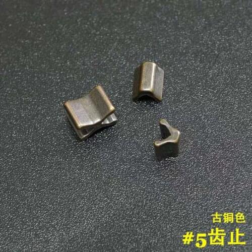 20 sets of original and authentic YKK zipper accessories no. 5, top, bottom, end, end, i-code bronze