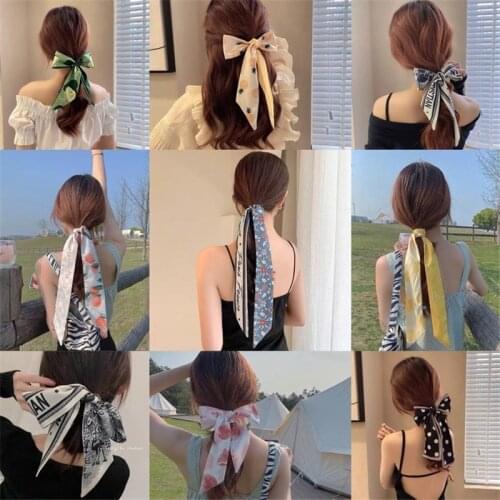 2021 Silk Scarf For Women Print Hair Bands Handle Bag Ribbons Brand Fashion Head Scarf Small Long Skinny Scarves Wholesale
