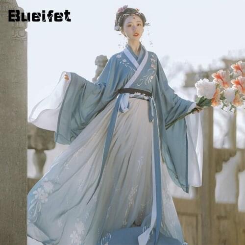 Asian Traditional Hanfu Ladies Classical Han Dynasty Princess Costume Oriental Style Hanfu Dance Clothing Girl Fairy Cosplay