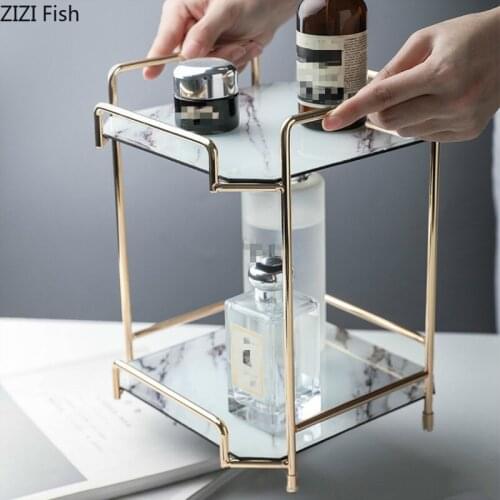 Northern Europe Double Layer Storage Rack Metal Cosmetic Storage Rack Home Desktop Rack Bathroom Supplies Storage Tools
