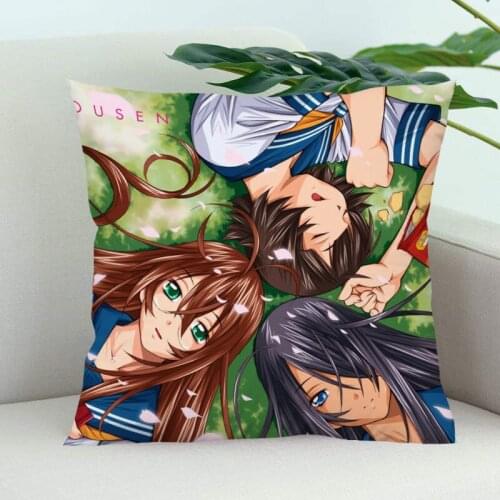 Ikki Tousen Pillow Cover Bedroom Home Office Decorative Pillowcase Square Zipper Pillow Cases Satin Soft