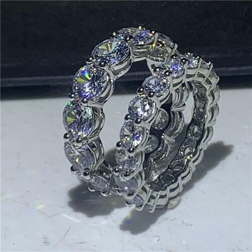 Eternity Promise ring 100%925 Sterling silver Round cut 4/6MM Diamond Engagement Wedding Band Rings for women men Finger Jewelry