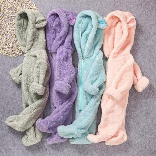 Childrens clothing clothes Boys clothes Baby Ear bear Winter jumpsuit Kid Zip Thick Snowsuit Hoodie Romper Jumpsuit L30829