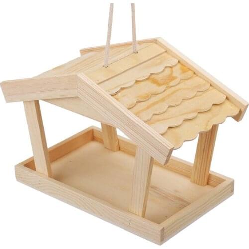 Best Wooden Bird House Birdhouse Hanging Nest Feeder with Loop Home Garden Yard Outdoor Pet Decors Hexagon Shaped with Roof