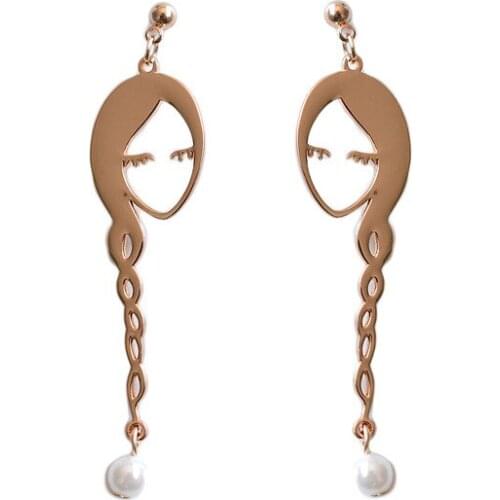 Creativity Twisted Long Braid Girl Pearl Earrings Womens Fashion Funny Temperament Lady Earring Jewelry Birthday Gifts