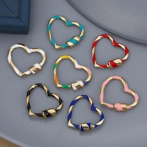 MINHIN Fashion Enamel Heart Fastener Spiral Clasps Decoration for Hanging Chain Punk Jewelry Making Fastener Carabiner Supplies