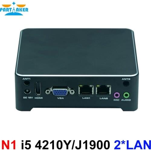 Partaker N1 Mini PC Windows 10 Fanless computer Intel J1900 N2805 i5 4210Y Nano Nuc Mini Computer Dual Lan HDMI VGA VESA
