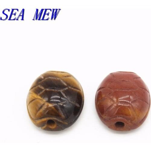 SEA MEW 17mm*19mm Natural Stone Turtle Shell Auspicious Spacer Beads Nepal Tibetan Buddha Beads For Jewelry Making 1 PCS