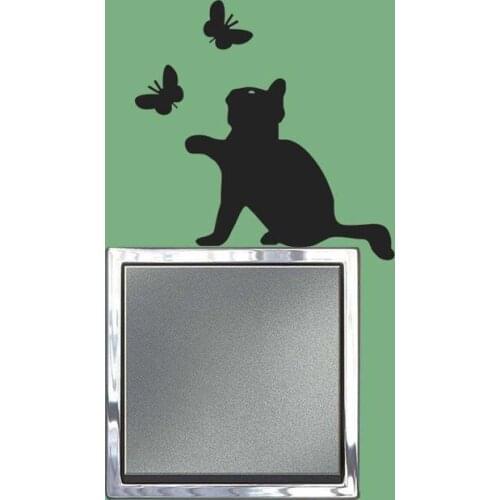 Playing Black Kitten Print Wall Sticker For Bedroom Living Room Decoration