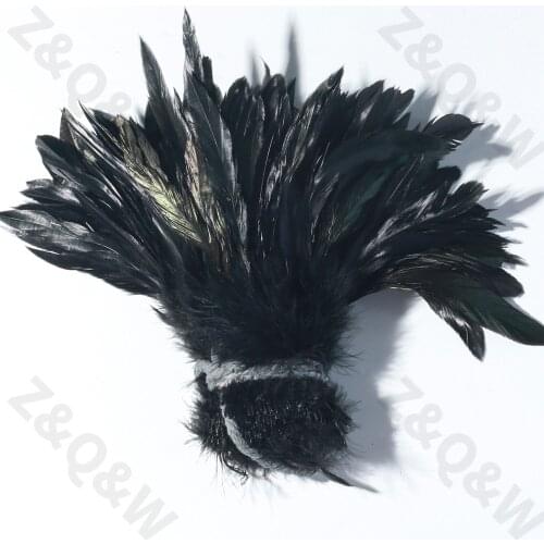 Natural 6-8 Inch Rooster Feather Dyed Black DIY Craft Jewelry Accessories Performance Costume Skirt Head Button Decoration