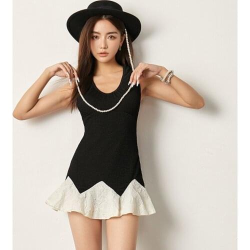 2021 New Korea Style One-piece Swimsuits Women Ladies Fused Swimwear Skirted Swim Bath Suit Monokini Swim Dress Female Beachwear