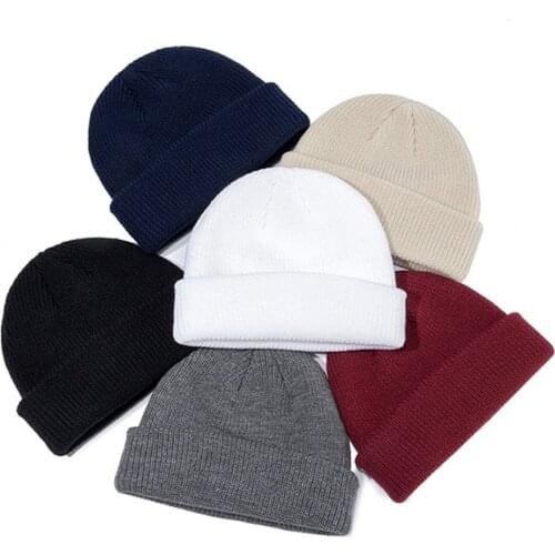 Solid Beanies For Men Women Winter Hat Accessories Ladies Short Watch Skullies Warm Knitted Beenie Hat Skullcap Ice Cap Outdoor