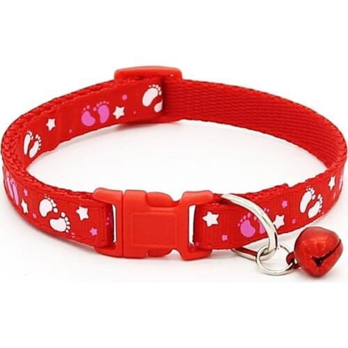 Dog Collar Cute Fashion Paws Pattern Pet Puppy Collars with Bell for Small Dogs Necklace Comfortable Pet Supplies