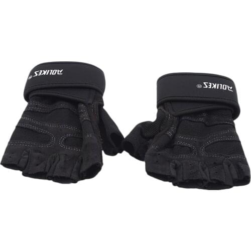 1 Pair Weightlifting Gloves Half Finger Wrist Support Wrap Straps Friction Resistance Cycling Sports Fitness Gloves