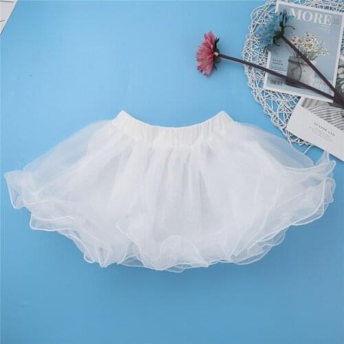 For Pageant Wedding Party White Kids Girls Elastic Waistband 3 Layers Organza Underskirt Flower Girls Petticoat Crinoline Slip