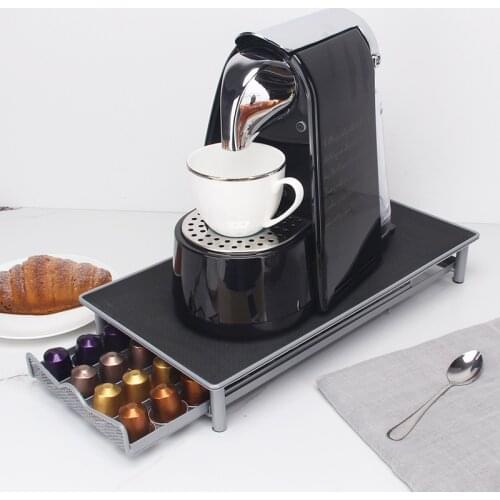 40 Pods Nepresso Coffee Capsule Organizer Storage Stand Coffee Drawers Metal Holder For Coffee Capsule Drawer