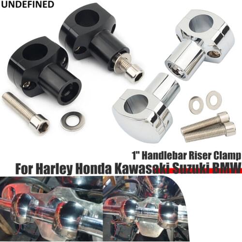 Motorcycle 1" Handlebar Riser Clamp Adjustable Rise Bar Mount 25mm Universal for Harley Custom Springer Bobber Chopper Black