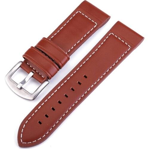 Genuine Leather Watchband for Samsung Galaxy Watch 46mm Replacement Wristband Stainless Steel Buckle for Huawei Watch Gt Strap