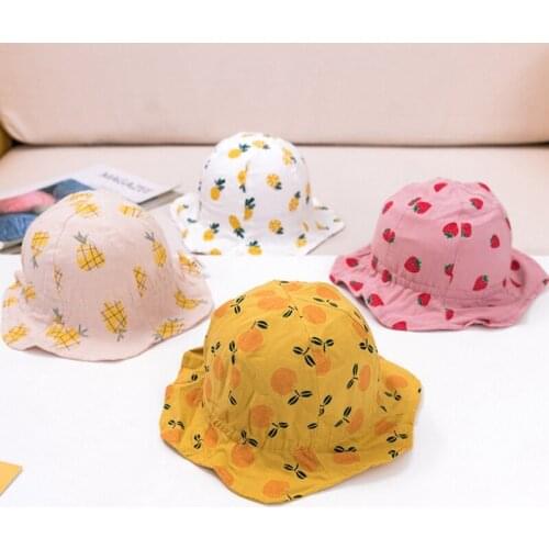 Newborn Fisherman Hats Fruit Baby Summer Sunhat Cotton Children Bucket Cap Infant Outdoor Beanies Soft Boy Girls Bonnet 3-12M