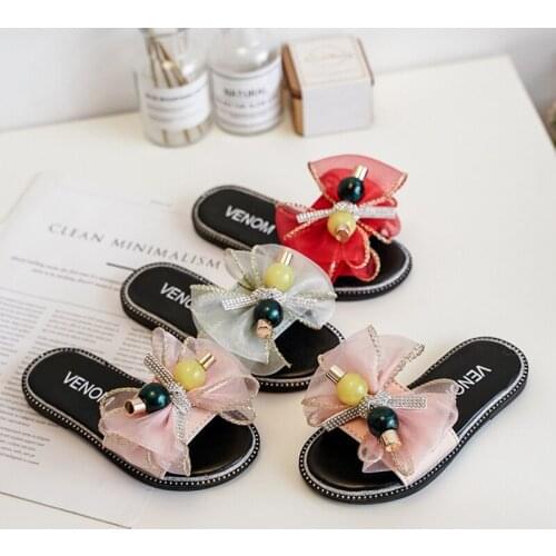 Children Girls Slippers Summer Kids Flip Flop Shoes Sandals Fashion Bow Home Slippers Shoes Soft Bottom Girls Sandals