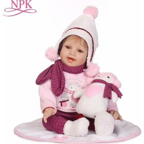 NPK 55cm Silicone Reborn Smile Baby Doll Kids Playmate Gift for Girls Bebe Alive Soft Toys for Bouquets Doll Bebes Reborn Toys