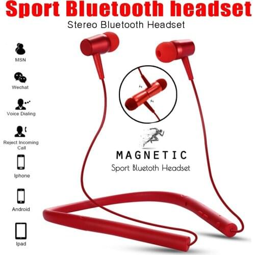 Sport Wireless Bluetooth Headphone Portable Fashion Bluetooth Headset Stereo Neck Earphone Headset with Mic