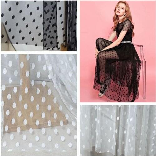 50X150cm Stretchy Mesh Lace Fabrics Elastic Netting Lace With Polka Dots DIY Clothing Accessories Skirt Wedding Dress Fabric