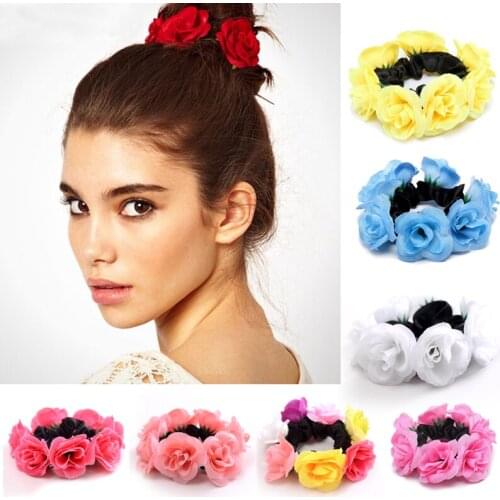 Cloth Small Flower Scrunchie Vacation Beach Hair Rope For Women Quality Fashion Wild Daily Decorative Hair Accessories