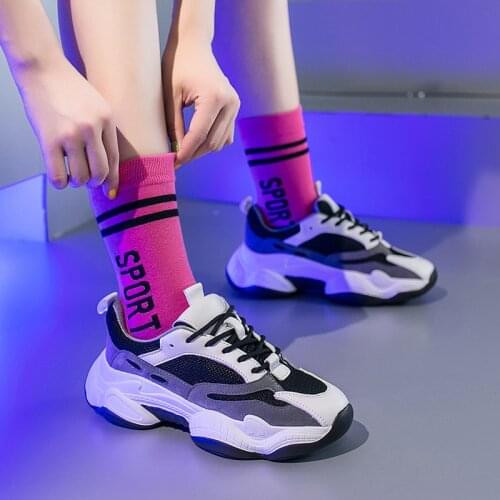 QWEDF Fashion Women Sneakers Casual Shoes Woman Comfortable Breathable Mesh Shoes Platform Sneakers Chaussure Flat Shoes F1-07