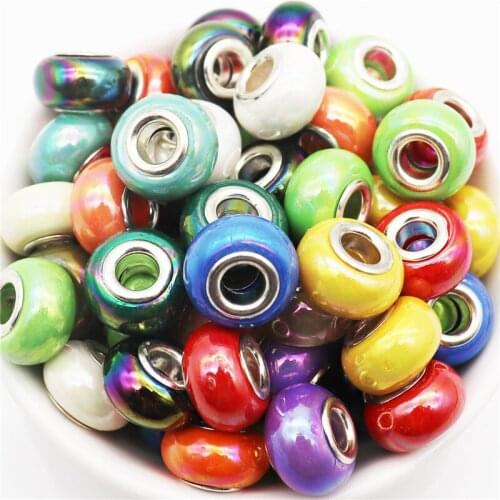 10Pcs/Lot 45 Colors Round Murano Spacer Beads for Jewelry Making Bracelet Fit Pandora Bracelets Snake Chain Women Hair Jewelry