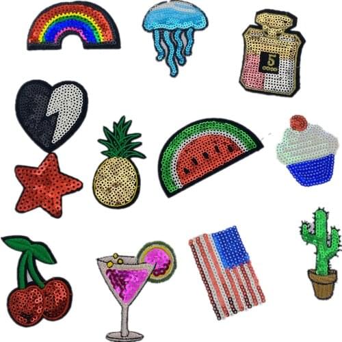 120pcs Embroidery sequined Patches Iron On Clothing bags For Diy Craft